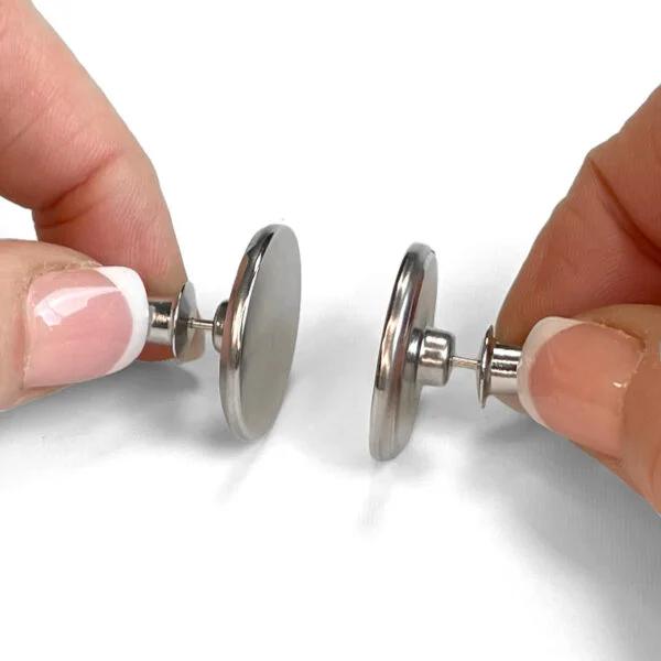 5-Pair - Movable Magnetic Buttons - Magnet for curtains & fabrics Silver 25 mm