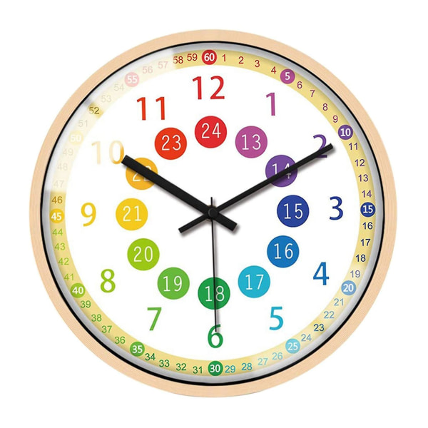 Lydløs, ikke tikkende børnevægur Batteridrevet farverigt dekorativt ur til børn Soveværelse-mxbc