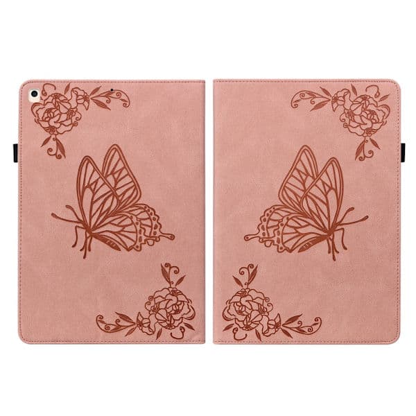 Läderfodral iPad 10.2 8:e Gen (2020) Fjärilar Rosa