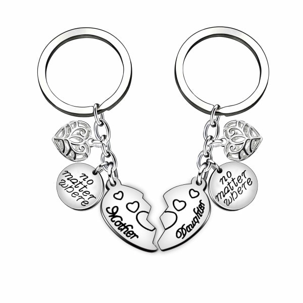 2 pcs mother mother gift women girl key chain ring set no matter where mother daughter love forever