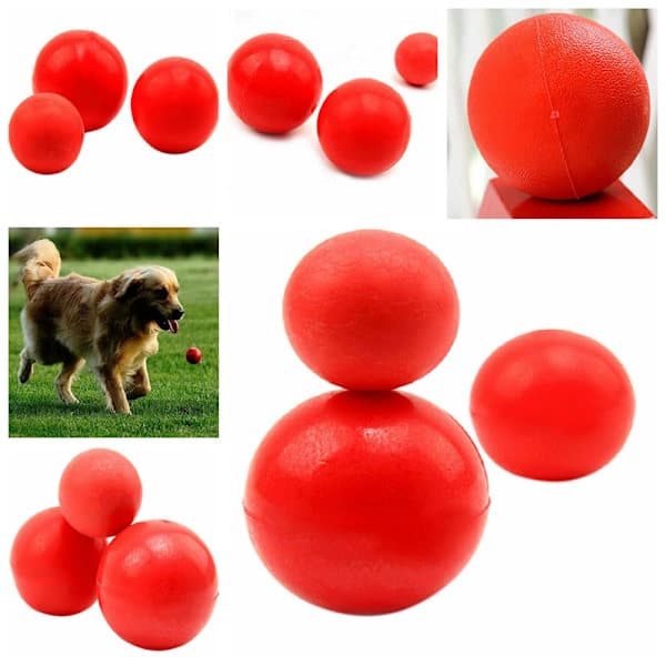 Uforgængelig Solid Gummi Bold Kæledyr Kat Hund Træning Tygelegetøj Rød S4.5cm S4.5cm