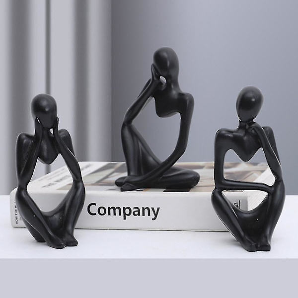 Modern Tänkare Staty Abstrakt Skulptur Mini Ornament Heminredning Hantverk Figurin #yg Black Left Thinking