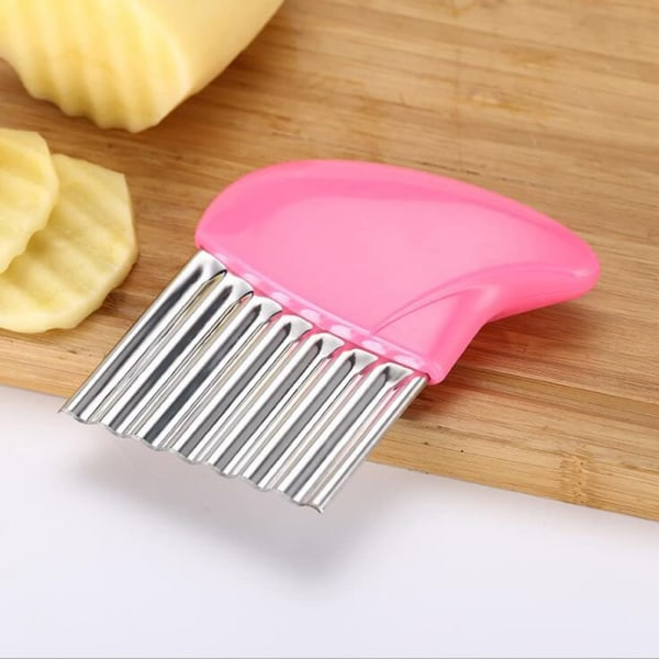 Crinkle Cut-verktyg, multifunktionell vågskärare i rostfritt stål, rosa