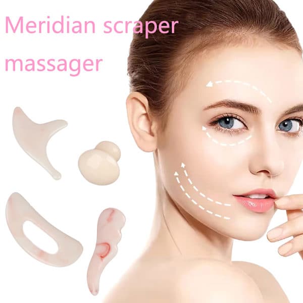 Rosa Serie Buet Skrape Svampformet Ansikts Gua Sha Sett Set