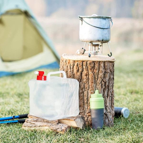 2-pack 10L bärbar hopfällbar vattenbehållare med kran - WELLNGS