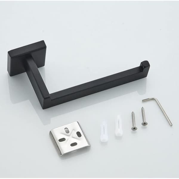 Toiletpapirholder - Rustfrit stål - Sort - 9,5x5,5x17 cm - Korrosionsbestandig - Holdbar