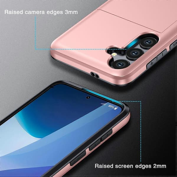 Kompatibel med Samsung Galaxy A16 5G/4G deksel med kortholder TPU+PC bakside hvit White