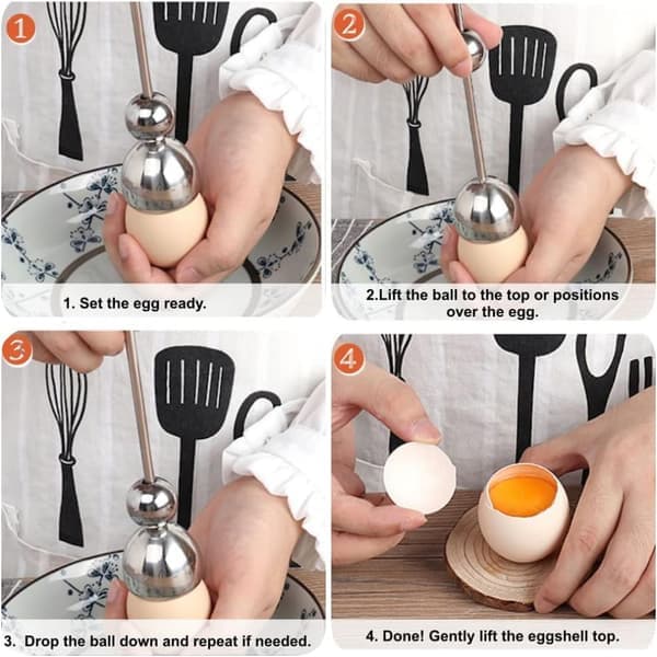 Eggetopper - Eggeskallåpner, eggknekker i rustfritt stål for bløtkokte eller hardkokte egg, eggeskiller eggeskallfjerner for harde råkokte egg