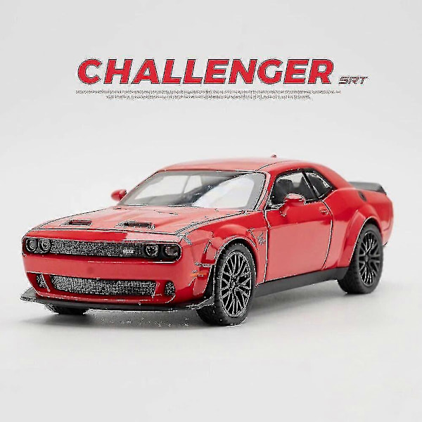 1:32 Dodge Challenger Hellcat Redeye Leksaksbil i Metall med Ljud och Ljus - Samlarobjekt för Barn - Födelsedagspresent Boris Red