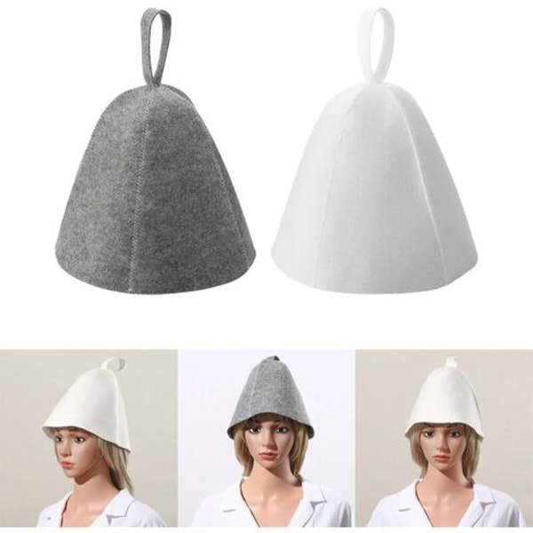 Anti-varme saunahætte tyk uldtæppe brusebadshætte hår turban hurtigtørrende håndklæde håndklæde hatte sauna badeværelsestilbehør grå