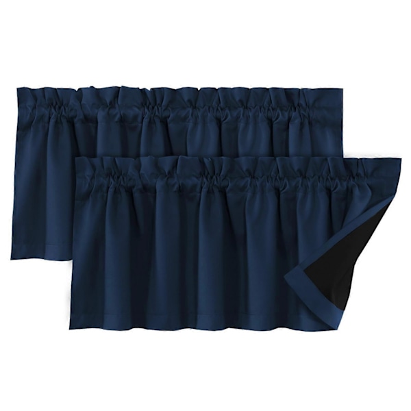 2 st Gardiner Kappa Ljusblockerande Modern Elegant Enfärgad Svart Beläggning Vardagsrum Sovrum Fönster Toppskydd Heminredning KAESI Navy Blue