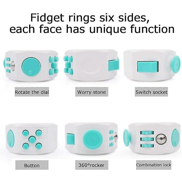 Fidget Cube Afstressningsring Legetøj til Angstlindring (Lysegrøn)