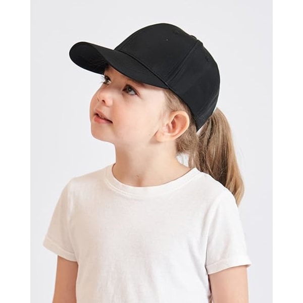 Barnehest med hestehale, baseballcaps for 3-8 år, jente- og guttegolfcaps, truckercaps, anti-UV-caps, tenniscaps, sommercaps for barn, solbeskyttelsescaps Black