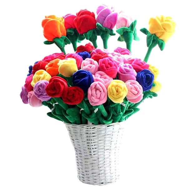 1 stk. Tegneserie Rose Blomst Udstoppede Bløde Plys Legetøj Valentinsdag Orange One Size Orange