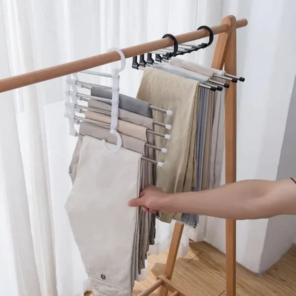 Bøjle til bukser i rustfrit stål, foldbar buksebøjle, slipsbøjle Hvid White