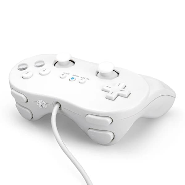 (2-pakning) Wii Classic Pro kablet kontroller, hvit spillkontroller