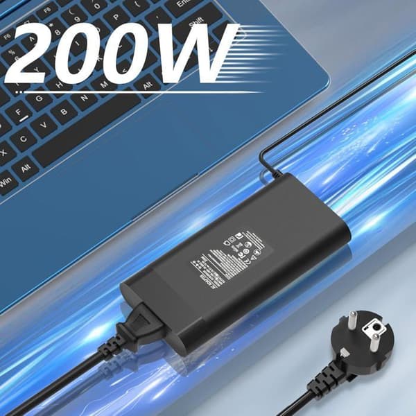 200W Lader - PEAKPOWER - L00895-003 - Kompatibel med HP Omen, ZBook, Pavilion - 19.5V 10.3A - Blå