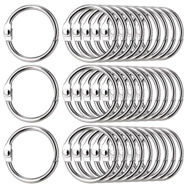 80 st bindningsringar, 25 mm nickelpläterade lösblad, små runda bindningsringar, metallbindningsringar för flash-kort, papper, nyckelringar