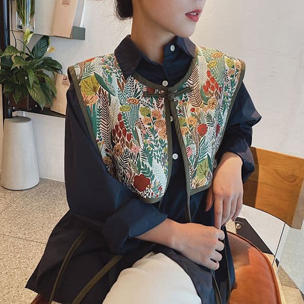 Kvinner Brodert Skjerf Sjal Wrap Blomstrete Skjorte Krage N1 one size N1