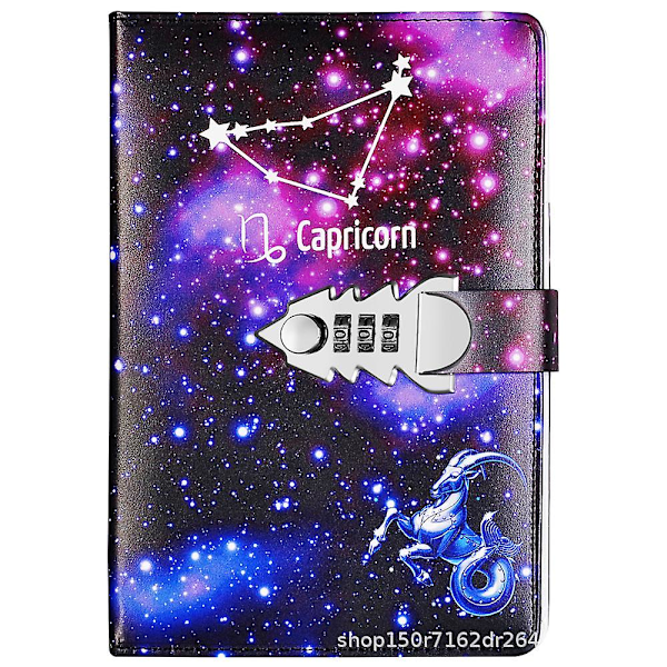 A5 Kreativ Kombinationslås Tolv Konstellation Dagbog Pu Læder Kombinationslås Dagbog Med Lås Dagbog Notatblok c Capricorn