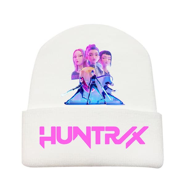 KPOP DEMON HUNTER stickad mössa med tryck, lockig ull, utomhus, kallt väder, vuxen, One size Gray-6