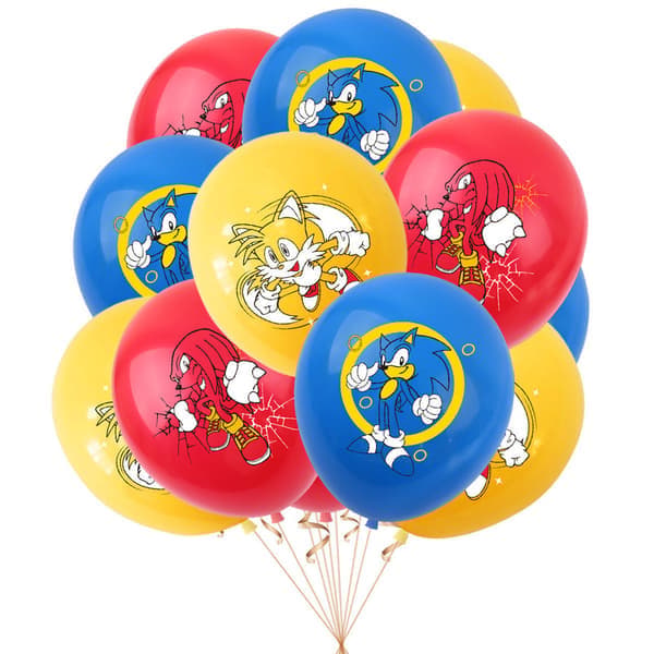 Sonic Bursdagstema Festdekorasjon Tegneserie Drag Flagg Sett med Ballonger D D