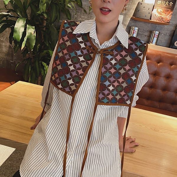 Kvinner Brodert Skjerf Sjal Wrap Blomstrete Skjorte Krage N8 one size N8