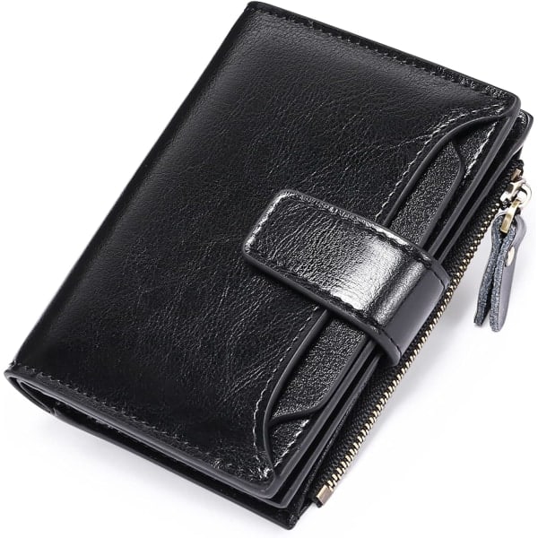 Steampunk Slim Genuine Leather Coin Purse Women Zipper Coin Multi Anti RFID Blocking Short Wallets