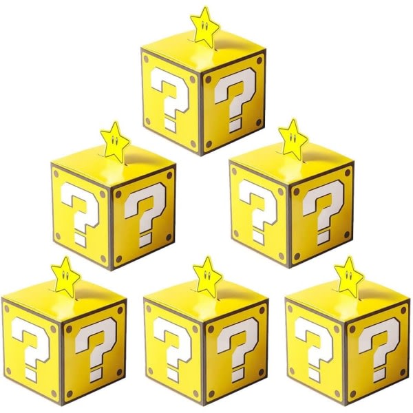 Mario Party Treat Box 24st videospel Tegelgodispåsar för Mario Temafestfavoriter Dekorationer Tillbehör för pojkar Flickor Barn (Golden Brick)