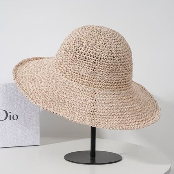 Sammenklappelig stråhat til kvinder, sammenklappelig bred stråhat - sommer & strand, dame solhat til sommer 57-59 cm pink pink