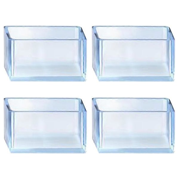 4 st/set 80*80mm Fyrkantiga Transparenta Stolsbensskydd Gummifötter Skydd Dammskydd Möbel