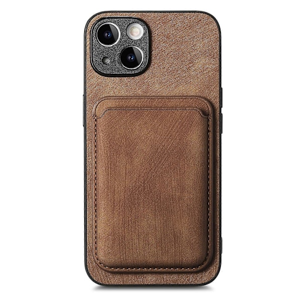 Retro Läder Kortficka Magnetiskt Mobilskal för iPhone 14 Brown
