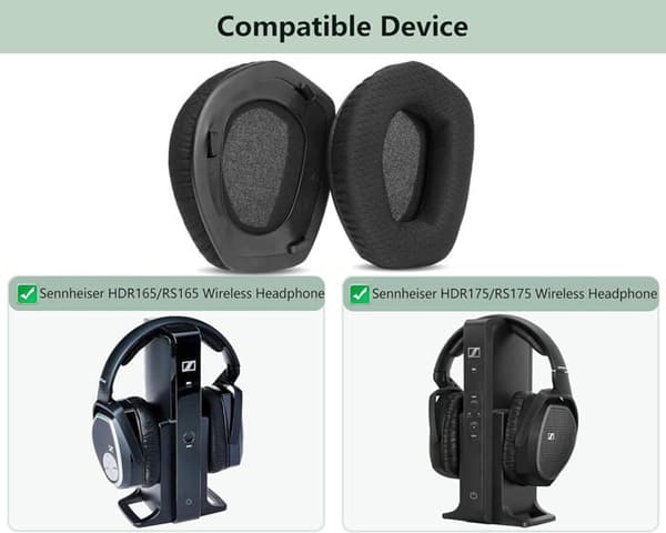 Erstatningsøreputer for hodetelefoner - Sennheiser HDR165 HDR175 RS165 RS175 - Mesh-stoff + hodebånd