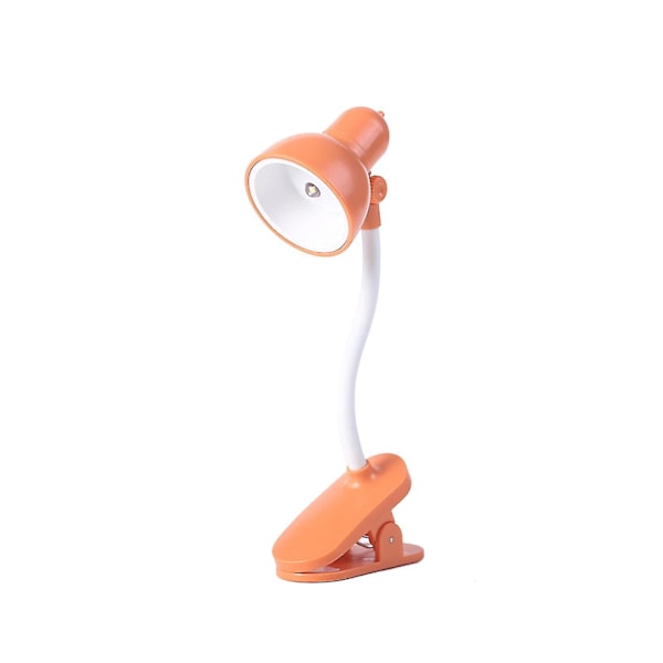 Skrivebordslampe, 360 graders rotasjon, klips-på-lampe, bærbar leselampe, klemme på skrivebord/bord/køyeseng/skap, hjemmebelysning Orange B