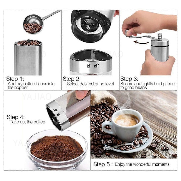 Handvevad Kaffekvarn Hopfällbar Kaffebönskvarn 315g