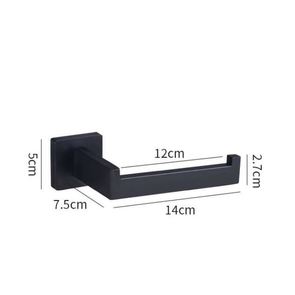 Toiletpapirholder - Rustfrit stål - Sort - 9,5x5,5x17 cm - Korrosionsbestandig - Holdbar