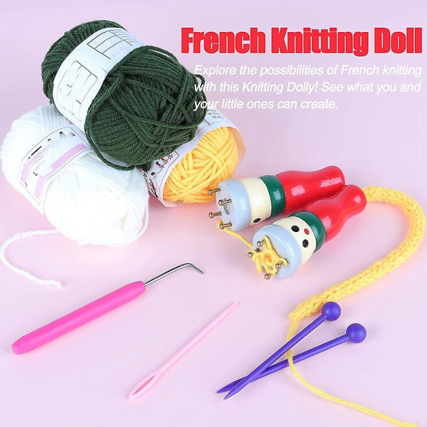 French Knitter Tool 2 Pack, Puinen Knitting Dolly Set Puola Neulenukke Knitting Loom Lelu Makille