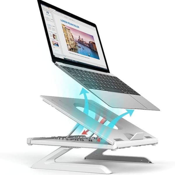 Bærbar aluminiumsfodstøtte, computerstander til Macbook, Laptop hvid white