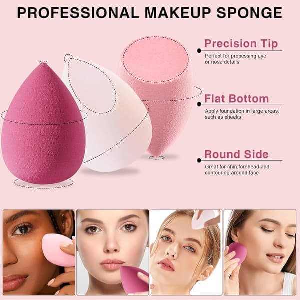8 Makeup Svampe - Beauty Blender - 4 Farver - Makeup Svampe - Til Flydende, Creme & Puder - Foundation Blender