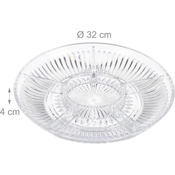 Snacksfat med rom, 2-pakning, Serveringsfat Godteri og Chips, Snacksfat, H x D: 5 x 32 cm, Transparent