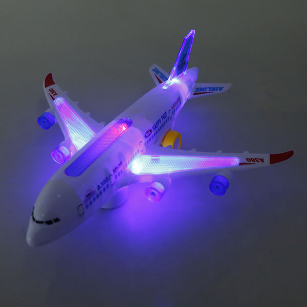 Sähköinen lentokonemallilelu, jossa liikkuvat vilkkuvat valot ja sou