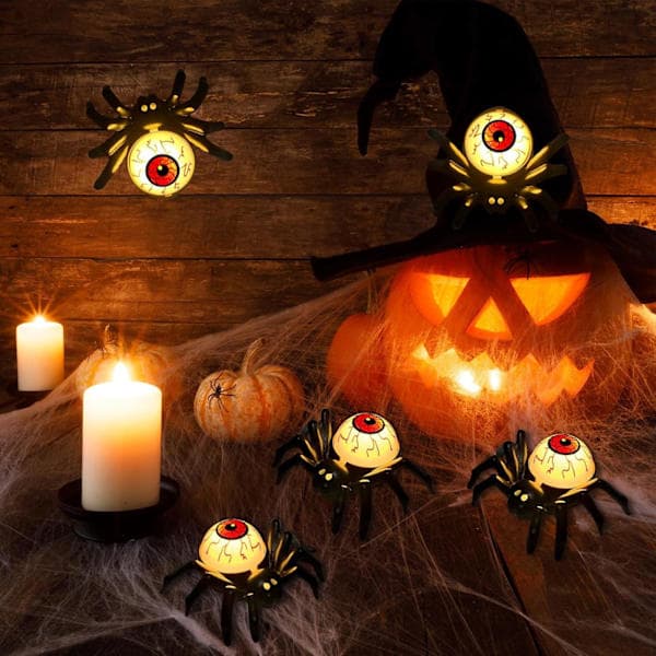 Halloween øye-poppende oransje edderkopplampe-469