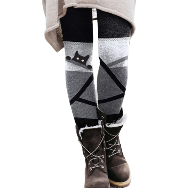 Fleeceforede leggings til kvinder Modeprintbukser til løb udendørs indendørs fitness 150 XL