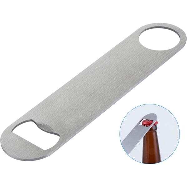 10 st Ölflasköppnare, platt flasköppnare i rostfritt stål med belagt handtag (silver)