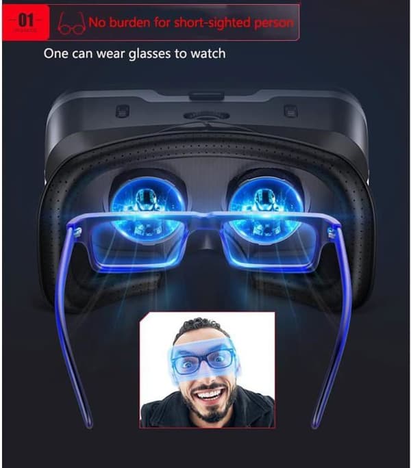 Virtual Reality-headsett med kontroller og hodetelefoner for barn og voksne, 3D-videospill, Virtual Reality-brillesett