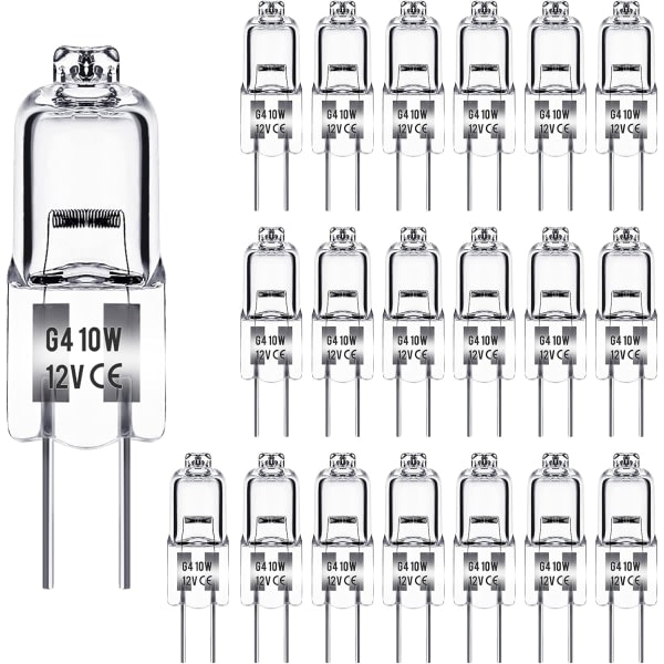 G4 halogenlamper 10W 12V - Varm hvit - 20 Pakke 10W 10W 20stk