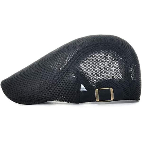Newsboy Beret Ivy Cap Cabbie Flat Cap Justerbar Herr Andningsbar Mesh Sommarhatt Black