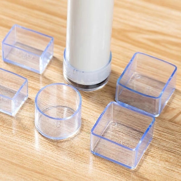 4 st/set 80*80mm Fyrkantiga Transparenta Stolsbensskydd Gummifötter Skydd Dammskydd Möbel