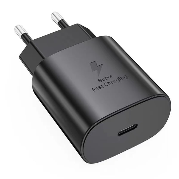 Samsung Pd25w Superrask ladeplugg S23 e Lader S22 Samsung 25W ladeplugg Svart Samsung 25W Charging Plug Black