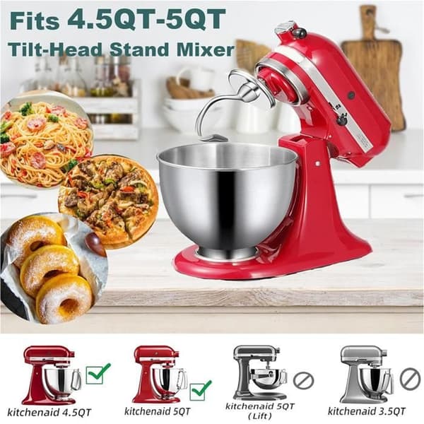 Mixertilbehør, fleksibel kantpisker, K45WW dejkrog, 6-tråds piskeris til KitchenAid, mixerdele